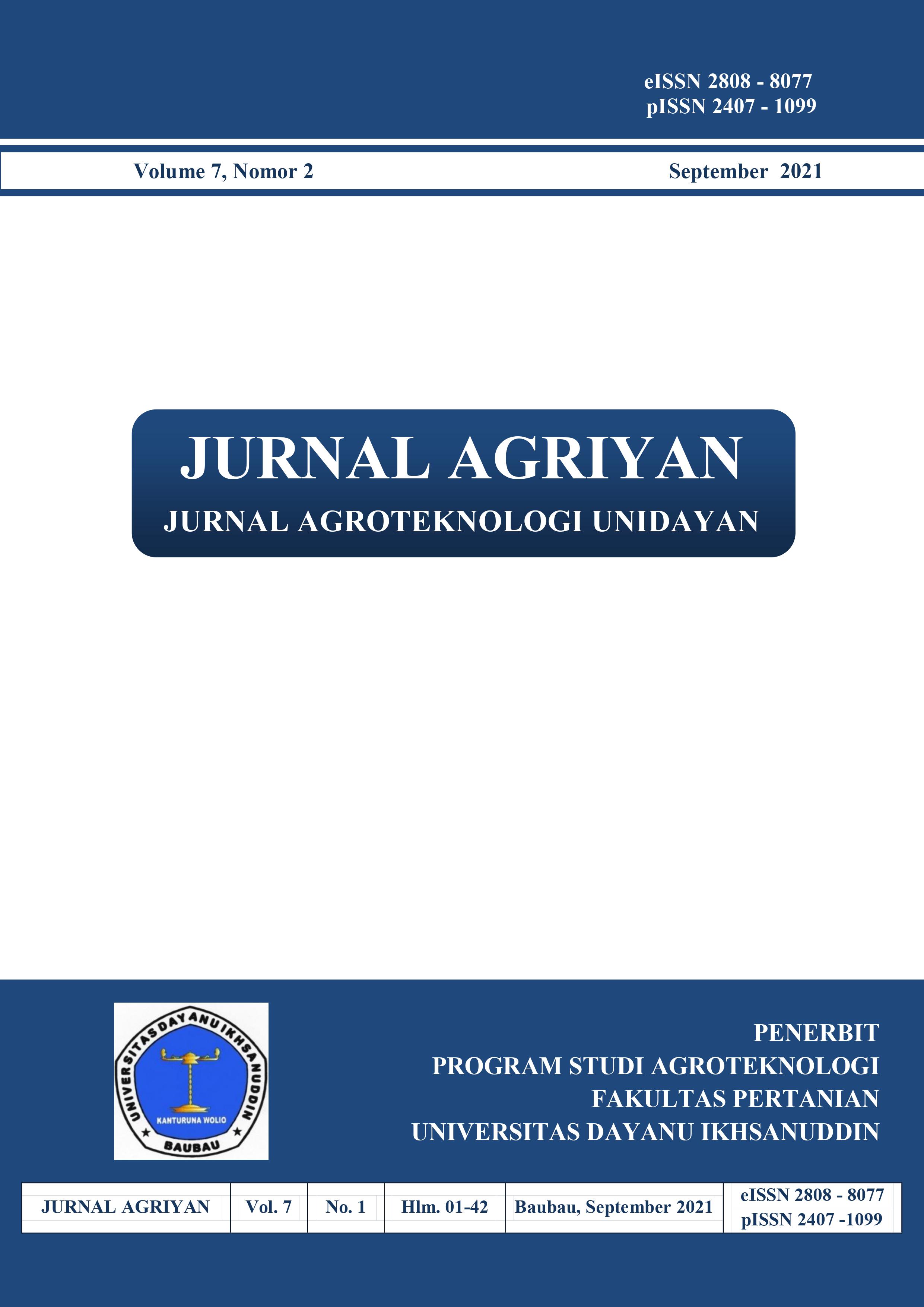 					View Vol. 7 No. 2 (2021): Jurnal Agriyan : Jurnal Agroteknologi Unidayan
				