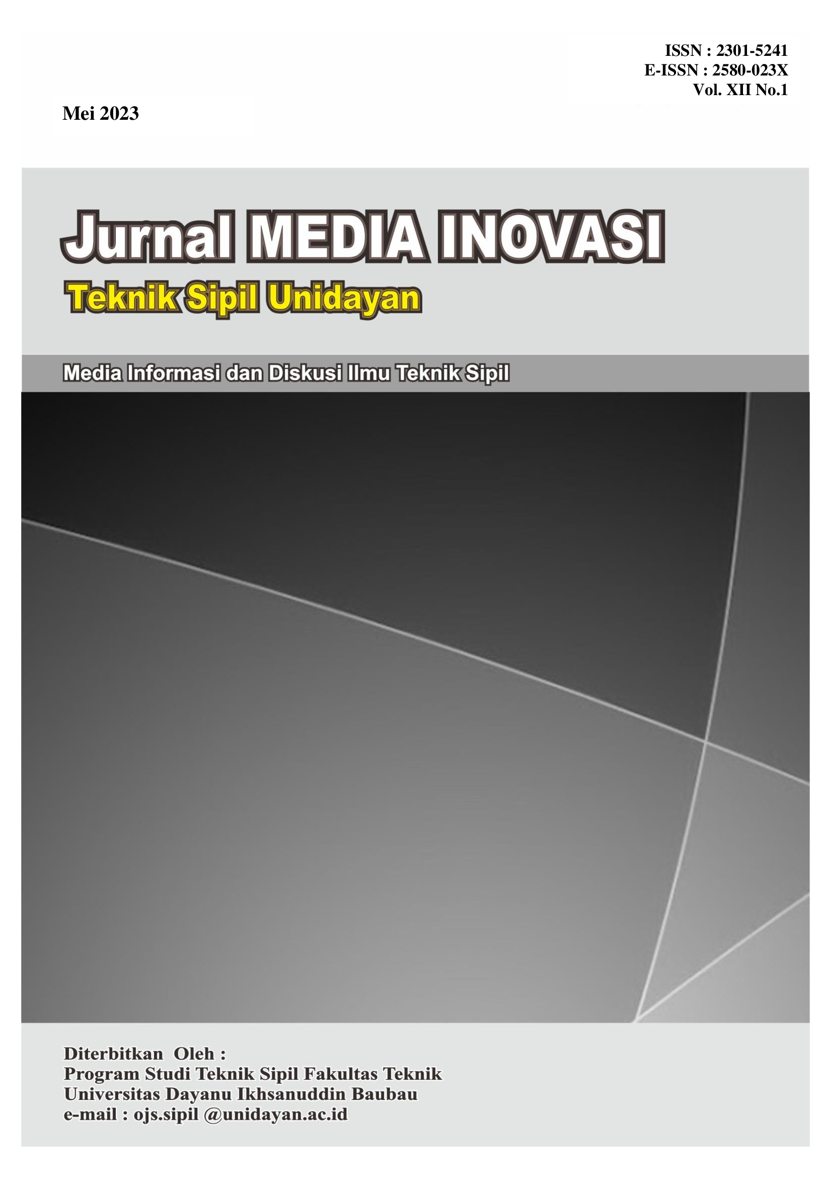 					View Vol. 12 No. 1 (2023): Jurnal Media Inovasi Teknik Sipil Unidayan
				