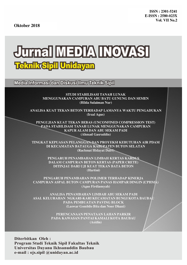 					View Vol. 7 No. 2 (2018): Jurnal Media Inovasi Teknik Sipil Unidayan
				