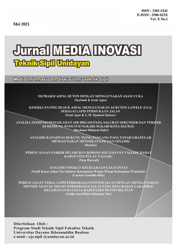 					View Vol. 10 No. 1 (2021): Jurnal Media Inovasi Teknik Sipil Unidayan
				