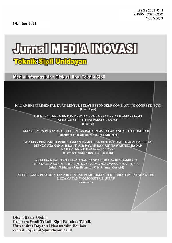					View Vol. 10 No. 2 (2021): Jurnal Media Inovasi Teknik Sipil Unidayan
				